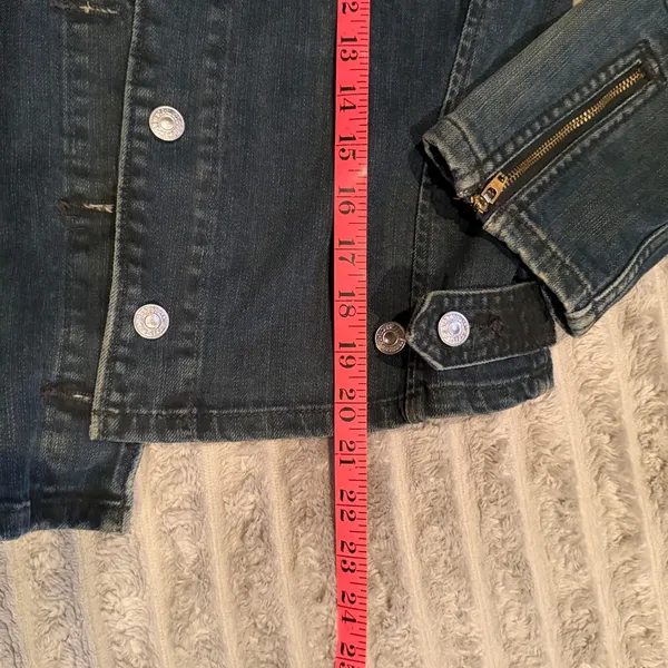 80s/90s Retro Levis Women Dark Wash Denim Trucker Jacket Zipper‎ Cuffs Size M - Image 6
