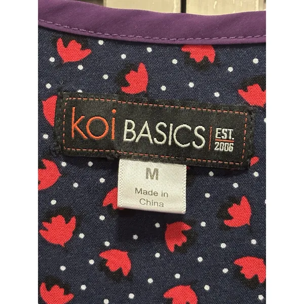Koi Basics Purple Scrub Top Short‎ Sleeve V Neck Pockets Size Medium Medical EUC - Image 2