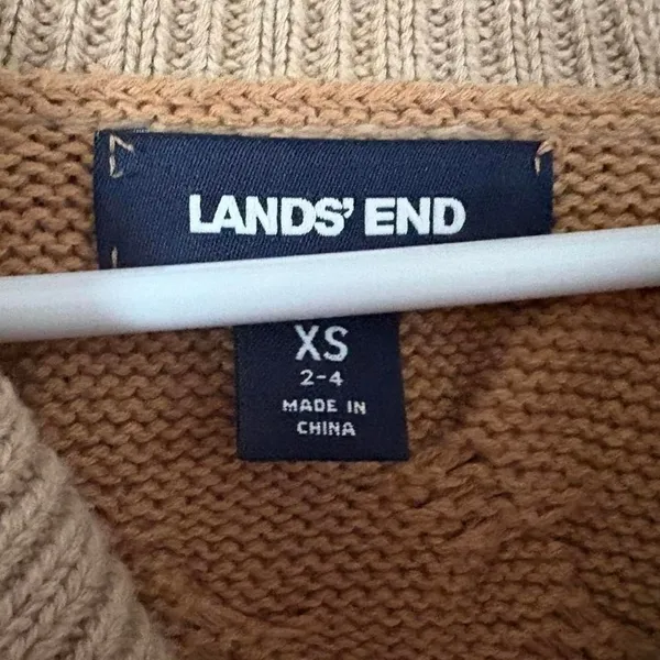 Lands End Colorful Striped Fisherman‎ Cardigan Sweater Sz XS Orange Pink - Image 3