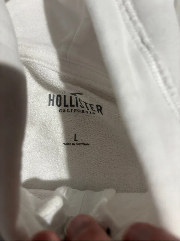 Hollister white cropped zipped hoodie large NWT - Image 5