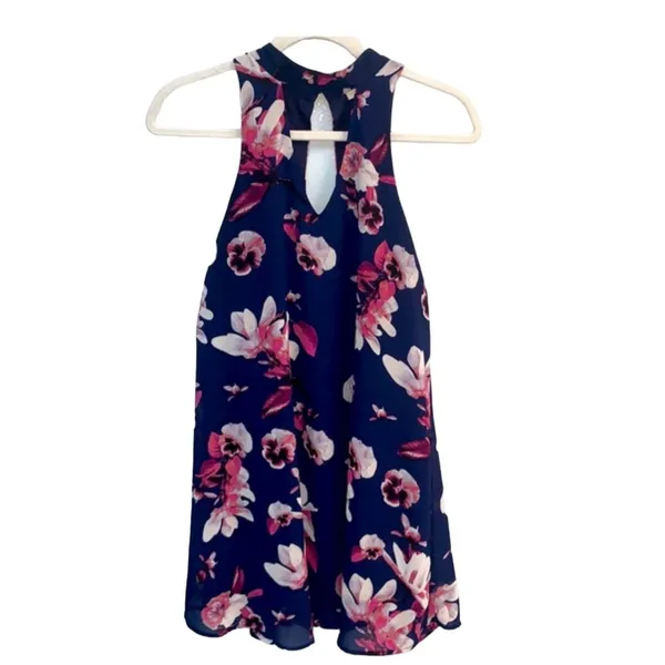 AON) NWT Dress Small Floral‎ Francesca's Miami S floral blue New With Tags - Image 2