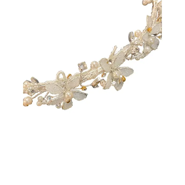 David’s Bridal Ladies Tiara Collection white beads and floral tiara - Image 2