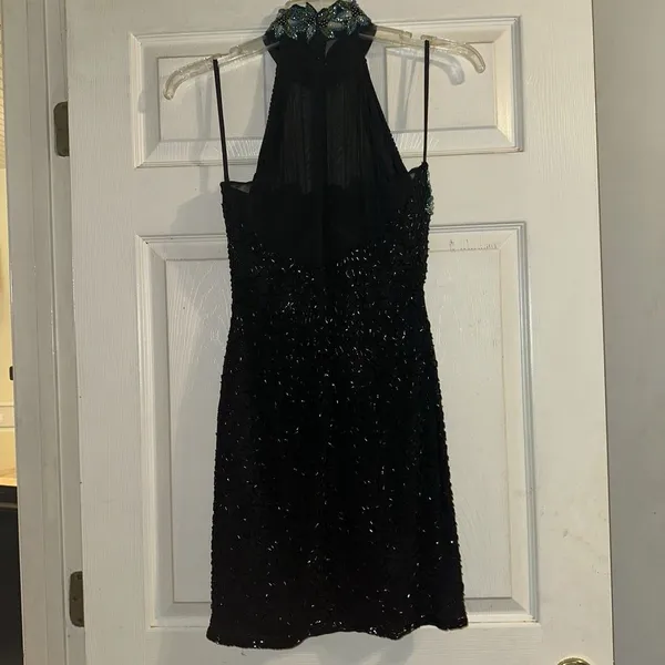 Alyce Designs‎ Silk Beaded Formal Mini Dress Size 8 Floral Design - Image 2