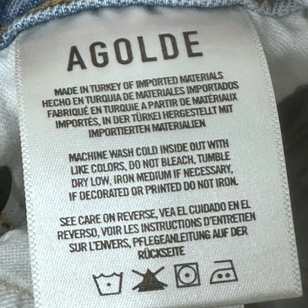 AGOLDE Riley High‎ Rise Straight Crop Jeans in Zephyr Size 28 Button Fly Raw Hem - Image 9