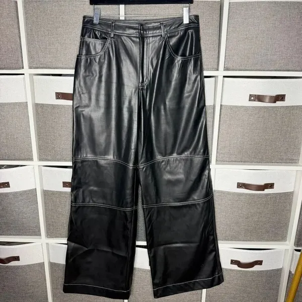Commense Faux Leather Straight Leg Pants Size Large - Image 2