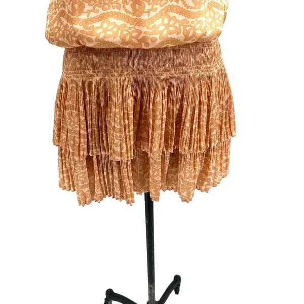 Current Air Los‎ Angeles The Wyland Dress Smocked Mini Orange Floral Size Small - Image 7