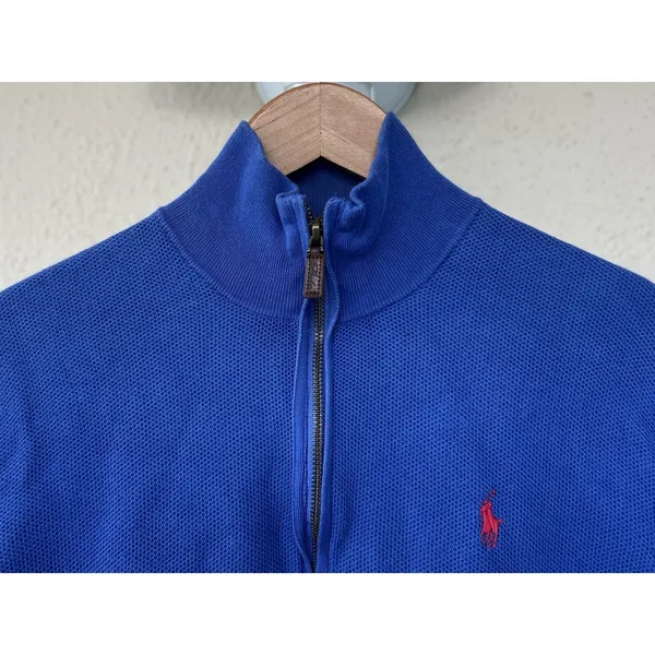 Polo Ralph Lauren Royal Blue Quarter Zip Pullover M Preppy Equestrian Classic - Image 2