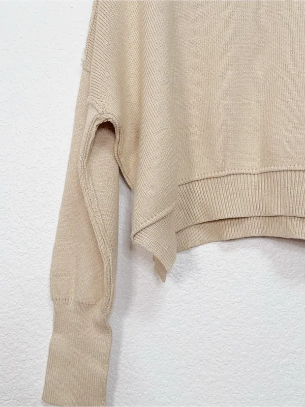 Miss Sparkling Beige Dolman Sleeve Relaxed Oversized Knit Sweater NWOT - Image 4