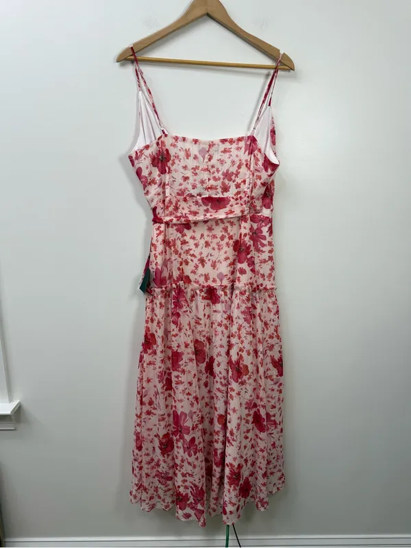 Lulus Floral Print Metallic Ruffled Wrap Maxi Dress size L - Image 5