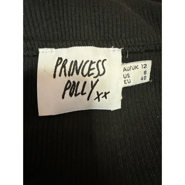 Princess Polly Women's Black Ribbed Knit Square Neck Long Sleeve Crop Top Size 8 - Image 3