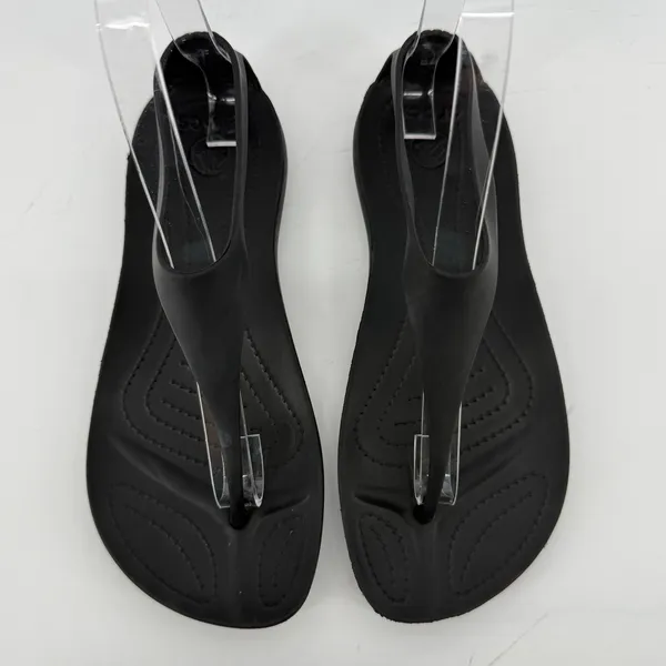 Crocs Sexi Flip Sandal Slip On Black Women 6 Slingback Thong Casual Barefoot - Image 3