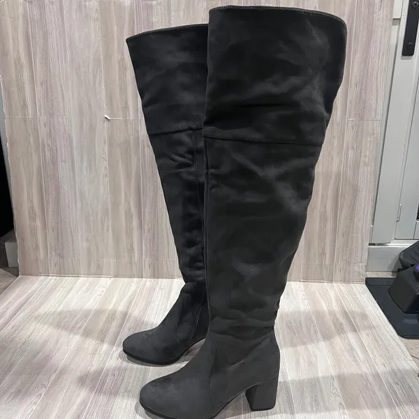 Dream Paris Over the Knee Boots Block Heel Gray Thigh High Boots Womens Size 9 - Image 7