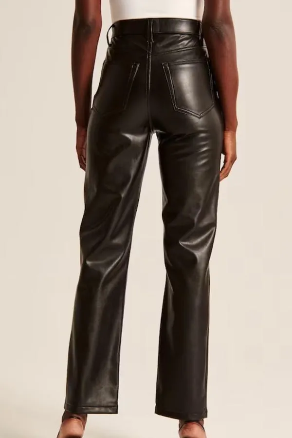 Abercrombie and Fitch Vegan Leather 90s Straight Pant - Image 3