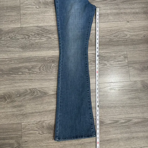 HM & Denim Women Jeans 29x30 High‎ Waist Mini Flare Medium Wash Blue Cotton Boho - Image 10