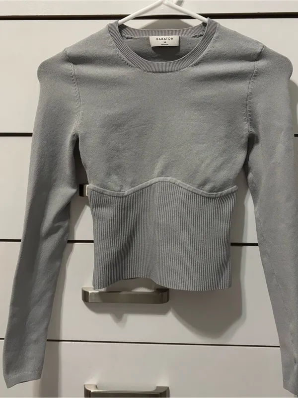 Aritzia Babaton Sculpt Empire Long Sleeve Grey - Image 3
