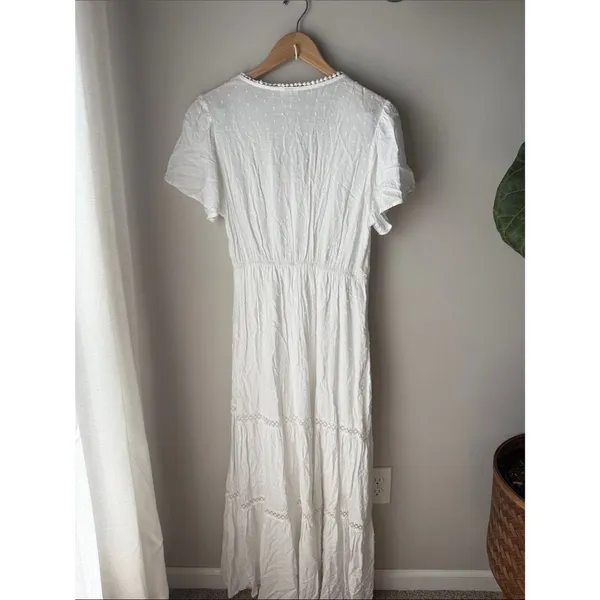 Knox Rose White Boho Lace Trim Maxi Dress Size Medium - Image 2