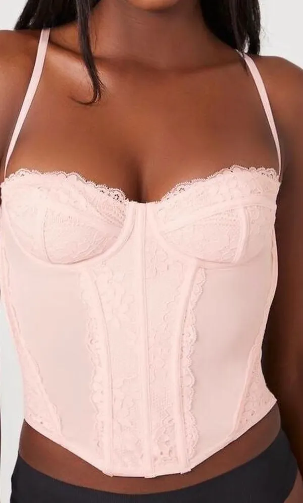 Forever 21 Pink Lace Corset Tank Top - Image 4