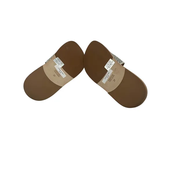 NOW Made in Italy Shoes Women 7 Ivory Rhinestone Perforated Leather Mule Slides‎ - Image 9