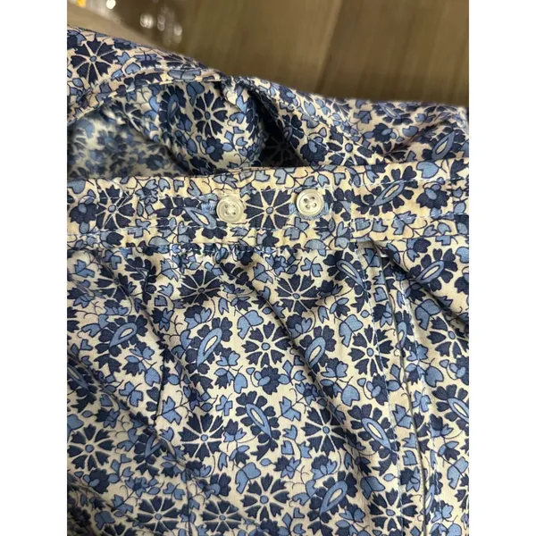 Vtg Boho Y2K Blue Floral Halter Backless Sundress Calico Mini Cottagecore V-Neck - Image 5