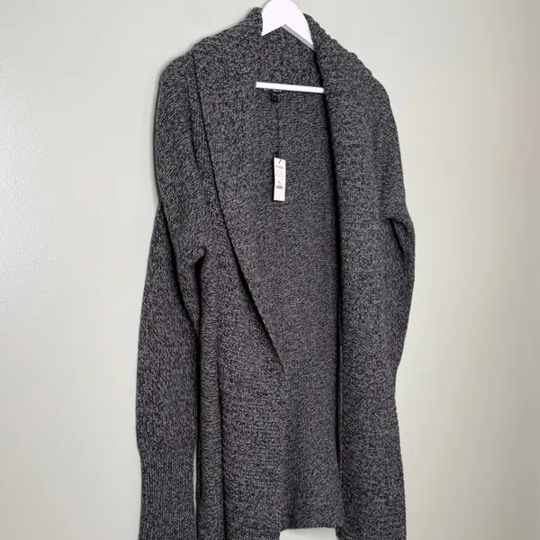 NWT Express Merino Wool Open Front Cardigan Sweater Dark Grey Size Small - Image 3