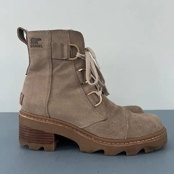 Sorel Joan Now Omega‎ Taupe Suede Waterproof Lace Up Winter Boots - Image 4