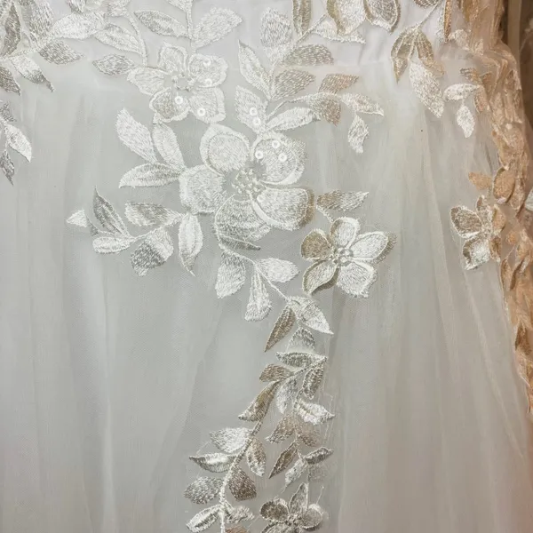 Lace Tulle Wedding Dress Women's 18W White Long Sleeve A-Line Gown Bridal EUC - Image 7