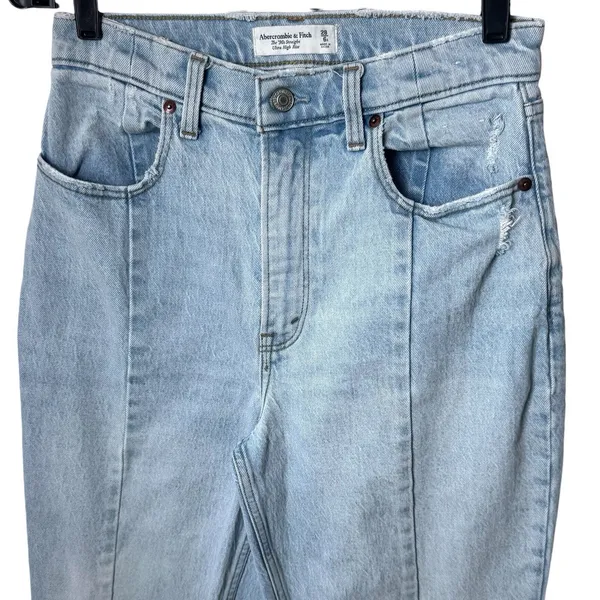 Abercrombie & Fitch 90s Straight Ultra‎ High Rise Denim Light Blue Capsule 6/28 - Image 3
