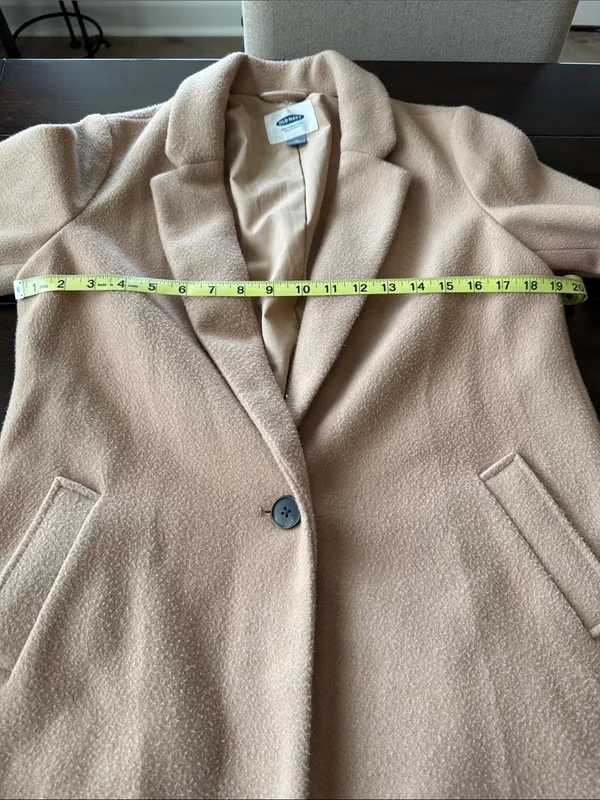 OLD NAVY Classic Camel Single-Button Wool-Blend Coat Size MP Minimalist Capsule - Image 9