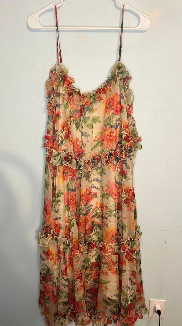 Women’s Fate Floral Tiered ruffles sleeveless maxi dress wedding brunch - Image 3