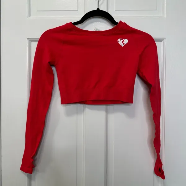 Women’s Best Power Seamless‎ Long Sleeve Crop Top Red NWT Size Small - Image 2