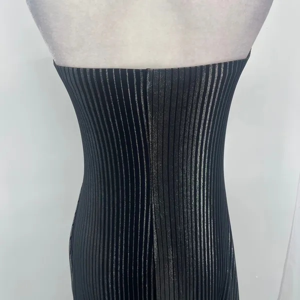 Vtg Y2K Rag Strapless Metallic Babydoll Midi Dress Sz M 90s Silver Bow Club USA - Image 9