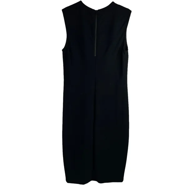 Vince Small Sheath Dress Black Sleeveless Ponte Knit Exposed Zip LBD Minimalist - Image 11