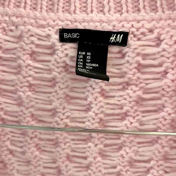 H&M Oversized Cable Knit Cardigan Bubblegum Pink Size XS - Image 4