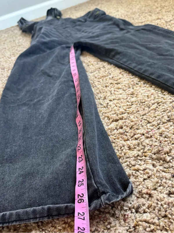 Large Black Denim Overalls Size 10 - Image 8