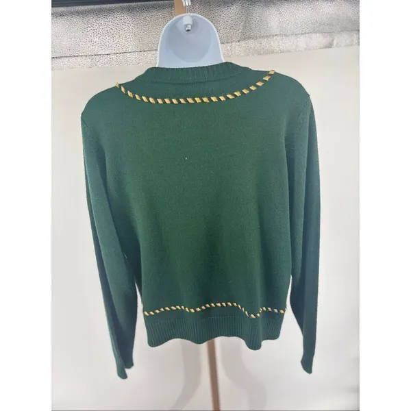 Pendleton Vintage Cardigan Sweater Green Gold Whipstitch Crest Buttons Size S - Image 8
