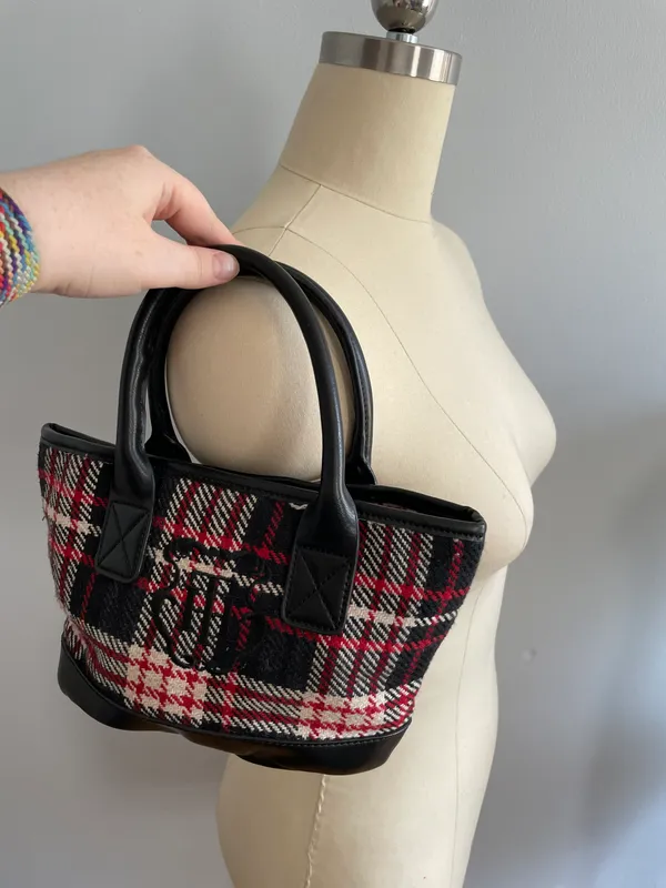 Mini Wool Plaid Monogram  Purse- Vintage - Image 8