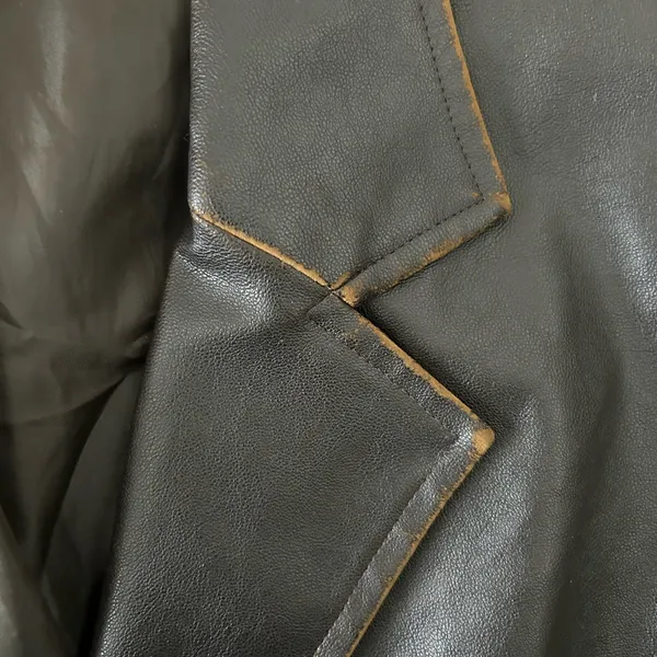 Leather Look Distressed Vintage Brown Jacket Size XL - Image 7