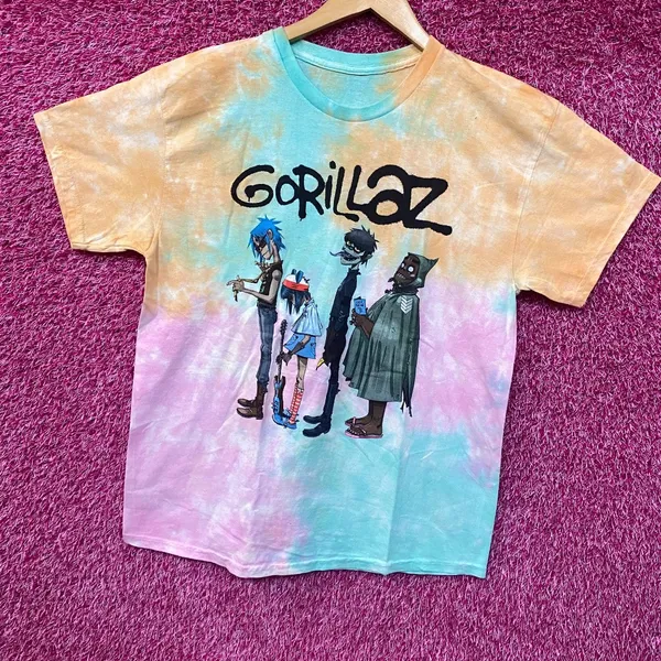 Gorillaz Pastel Tie Dye T-Shirt Large - Image 3