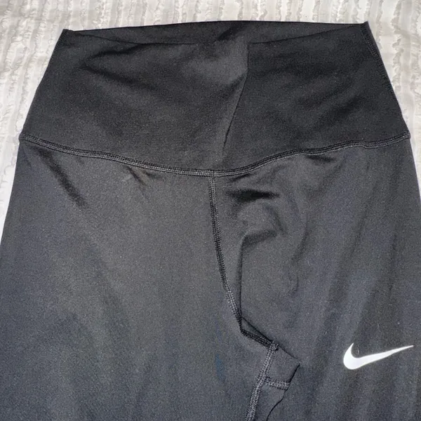 Nike Women's Black Leggings with White Logo - Image 2