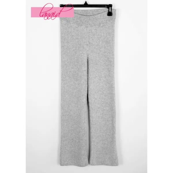 Alo Cashmere High-Waist Plush Waffle Pants Athletic Heather Grey Hi-Rise Sweater - Image 8