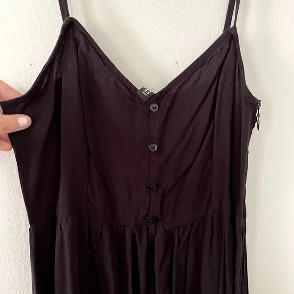 Divided‎ black spaghetti straps button summer sundress lightweight casual - Image 2