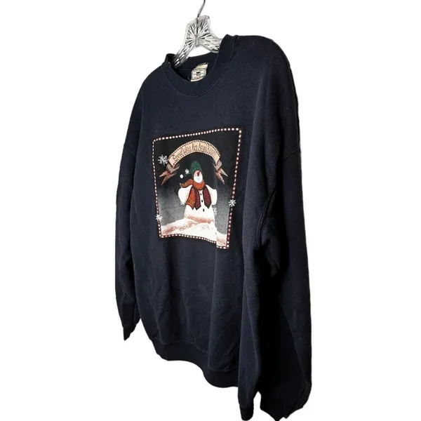 Vintage‎ Lee Holiday Christmas Black Sweatshirt - Image 2