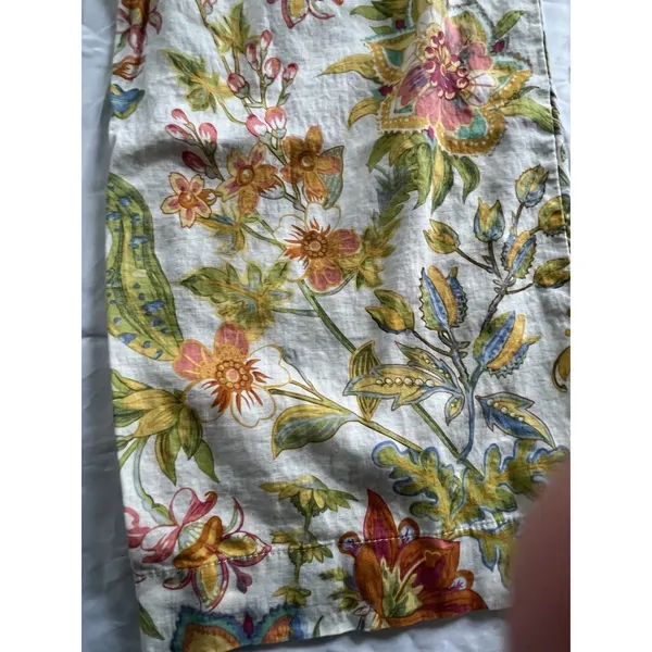 Floral Linen Blend Wide Leg Pants Size M Boho Botanical Resort Summer - Image 7