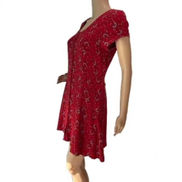 Band of Gypsies Red Floral Mini Dress Sz M - Image 3