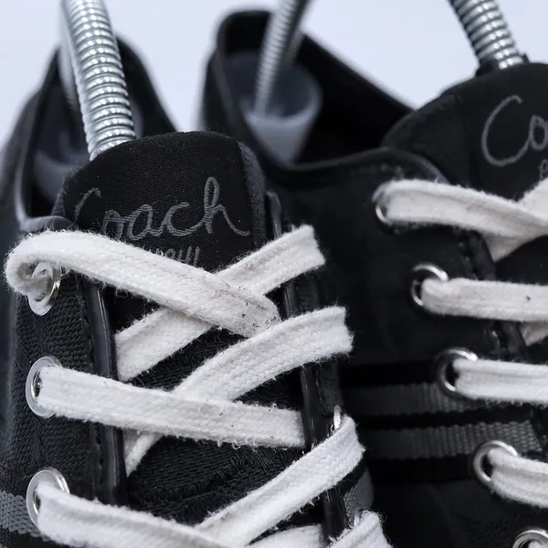 Coach Polly Signature Monogram Sneakers Womens 9B Black Jacquard Patent Low Top - Image 16