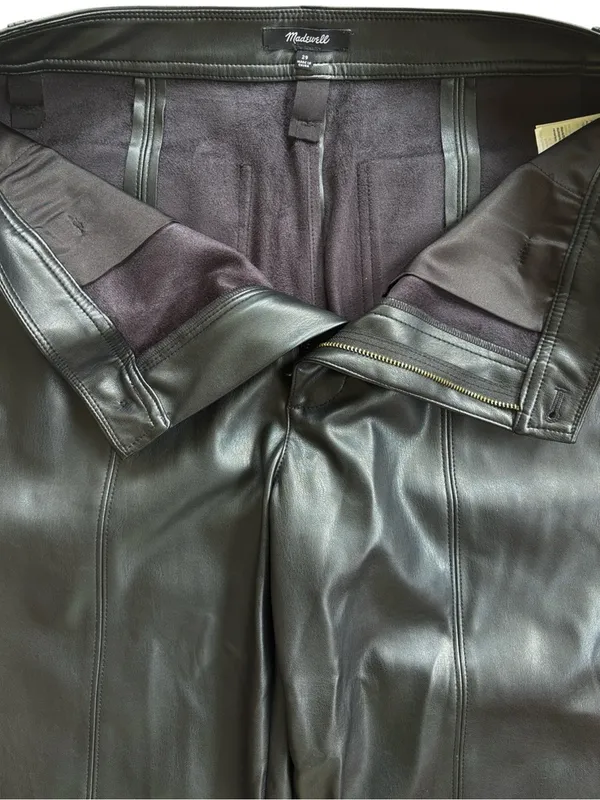 Like New Madewell Emmett Wide Leg Faux Leather Pants Size 29 Retail $148.00 - Image 8