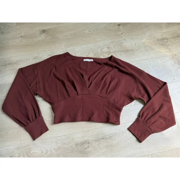 NWOT Free People We The Free REVOLVE All Nighter Tee red jasper waffleknit sz XL - Image 2
