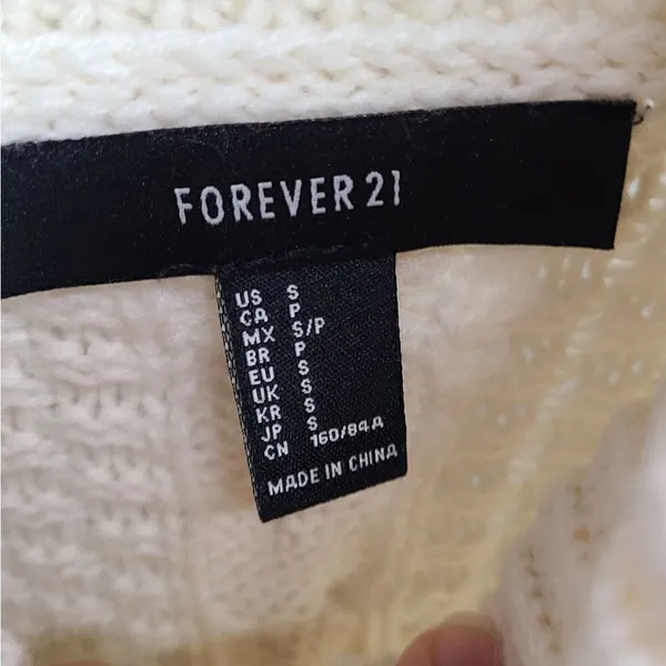 Forever21 Ivory Knit Turtleneck Sweater Size Small Pullover Preppy‎ - Image 4