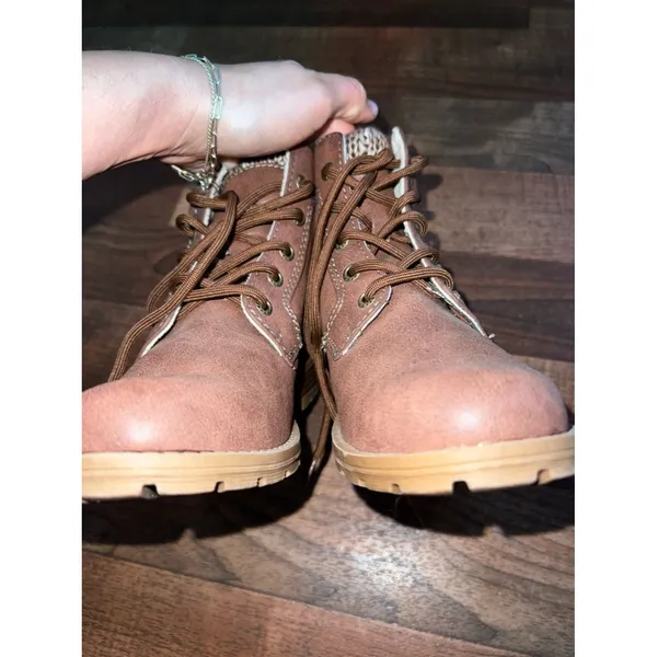 Sporto Rustic Brown Lace-Up Ankle Boots with Knit Collar - Image 6