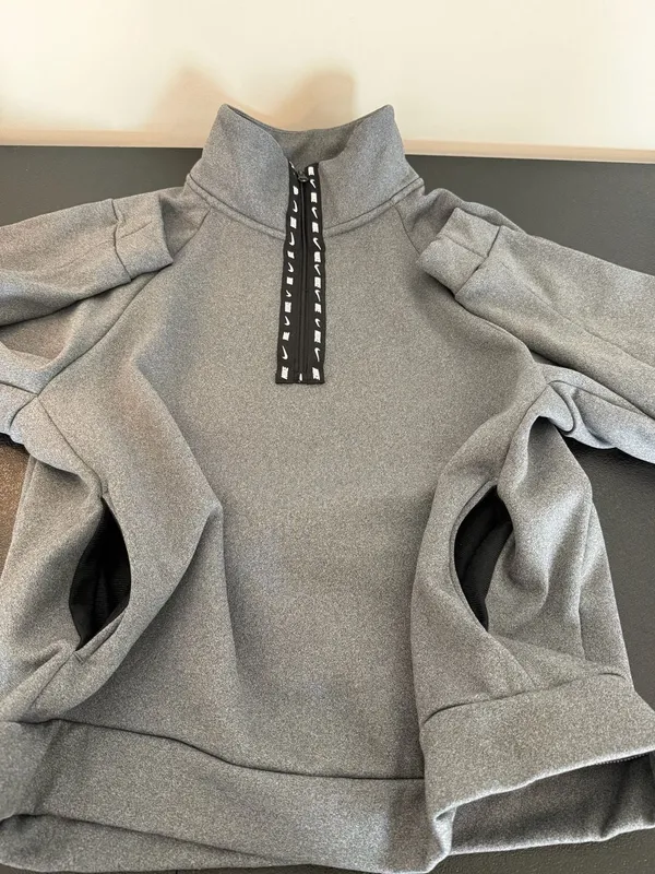 Nike Therma-Fit Womens Gray Quarter Zip Athletic Fleece Sweatshirt Size S - Image 5
